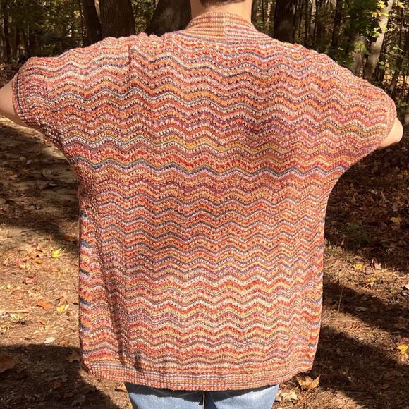 Catherines Womens Rust Orange Sweater Cardigan Open Front Open Weave Boho Sz 0X - Picture 3 of 9